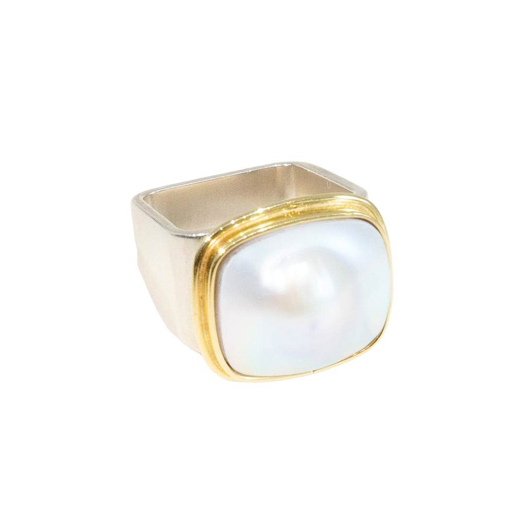 Blister Pearl Square Ring