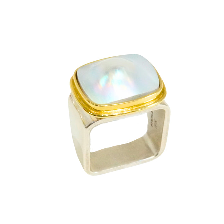 Blister Pearl Square Ring