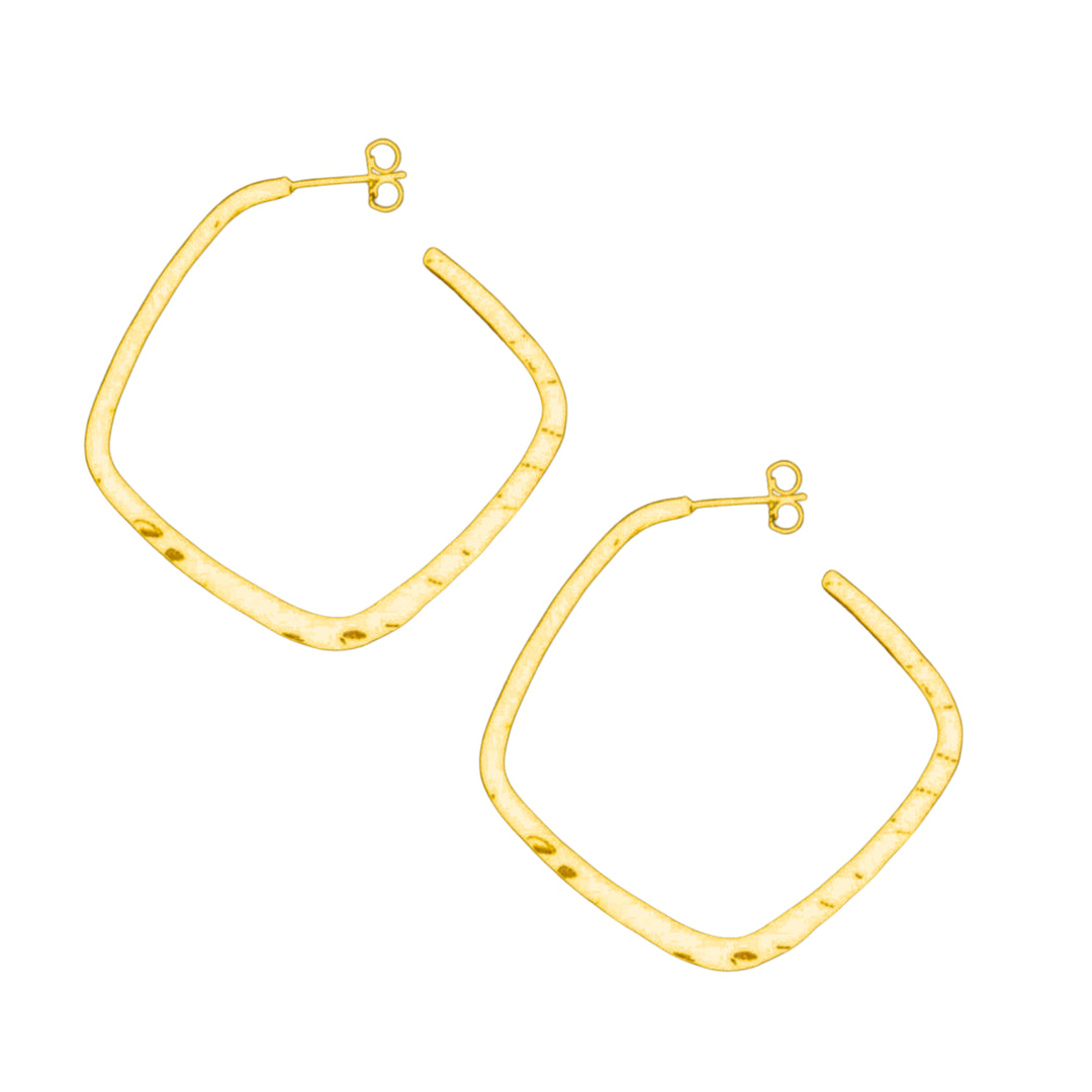 Hammered Square Hoops - Large