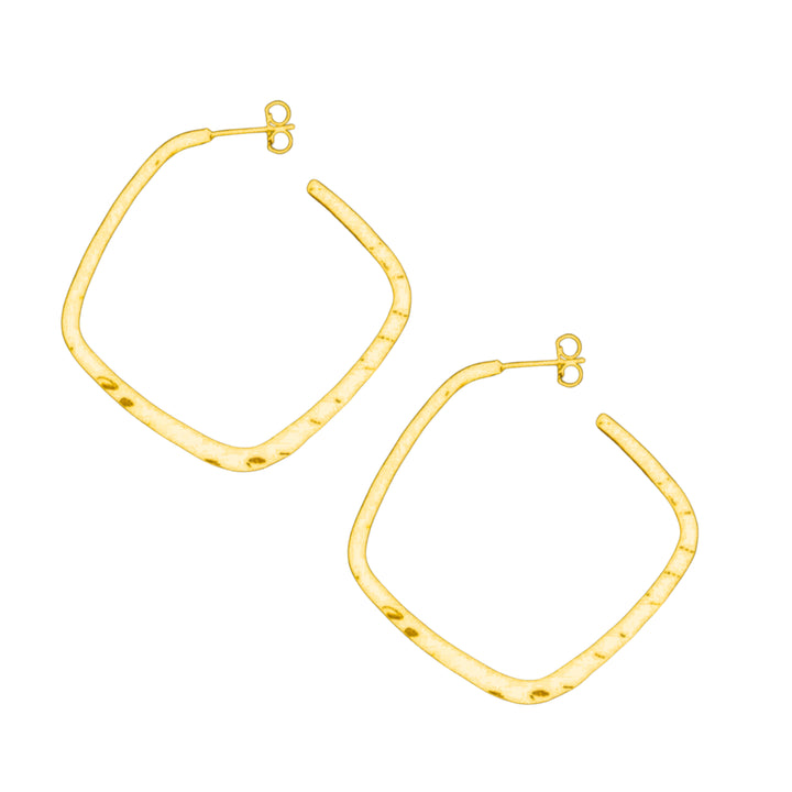 Hammered Square Hoops - Large