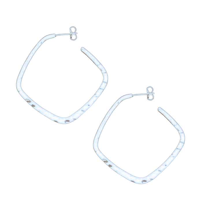 Hammered Square Hoops - Large