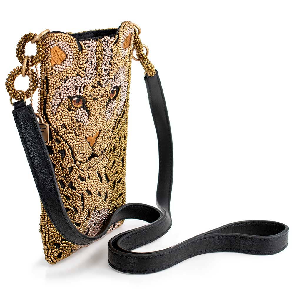 Gone Wild Beaded Leopard Crossbody Phone Bag