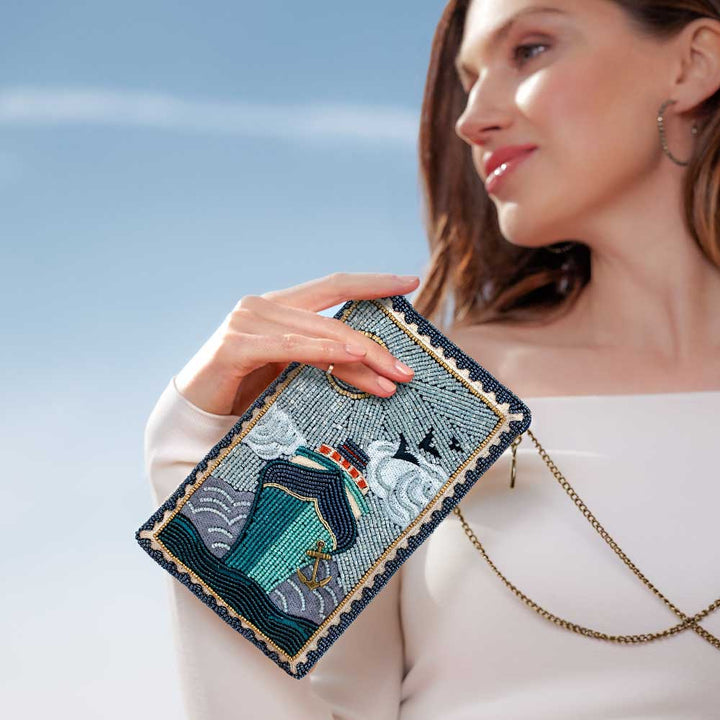 On Board Beaded Cruise Ship Crossbody Phone Bag
