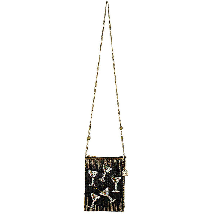 Sip Happens Black and Diamond Beaded Martini Crossbody