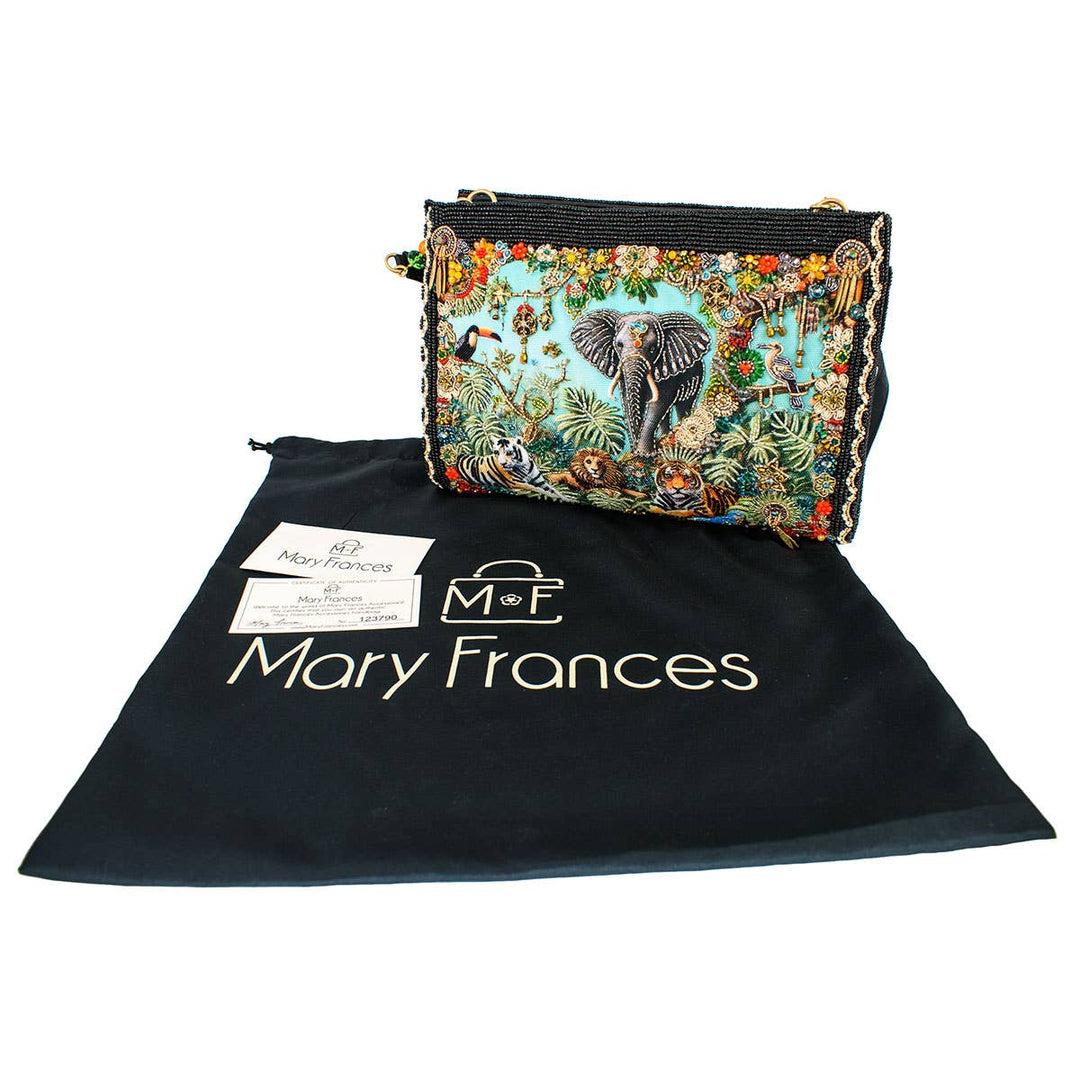 Wild Elephant Embroided and Beaded Crossbody Handbag