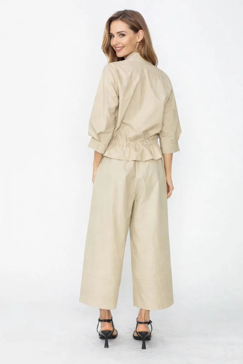 Lightweight Peplum Jacket - Khaki