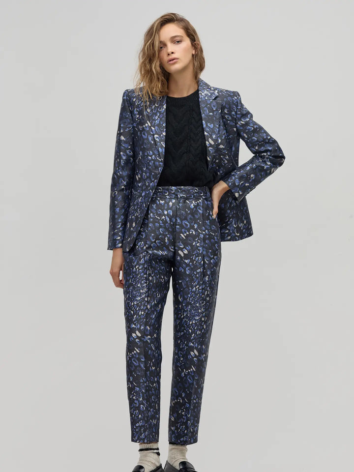 Rome Taffeta Pants - Midnight Leopard