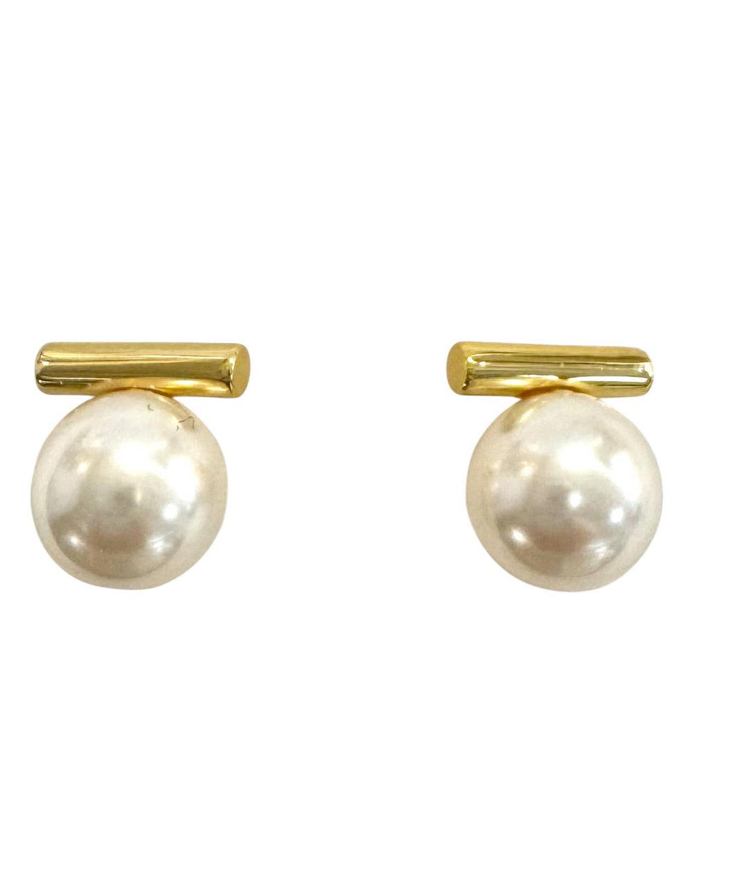 Shell Pearl Bar Stud - Gold
