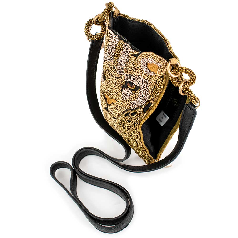 Gone Wild Beaded Leopard Crossbody Phone Bag