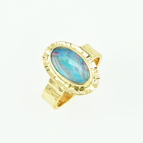 Black Opal Doublet Ring