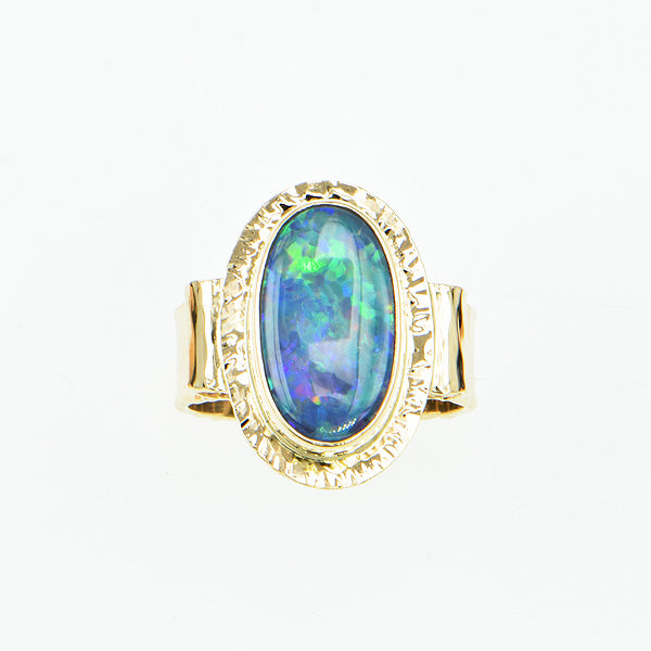 Gem Black Opal Doublet Ring