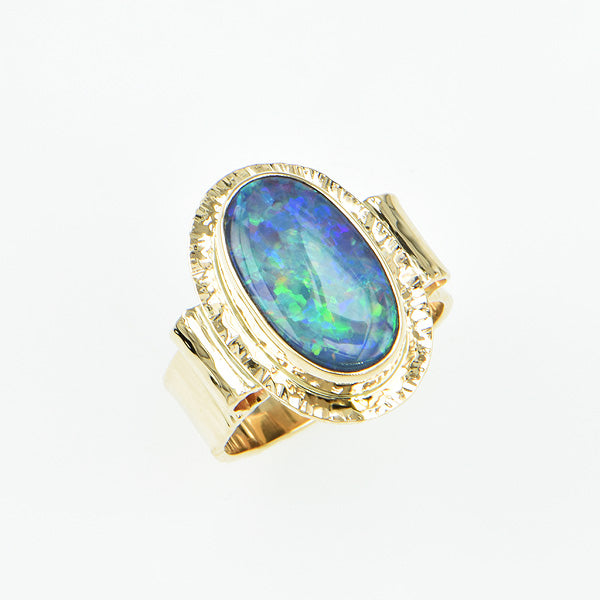 Gem Black Opal Doublet Ring