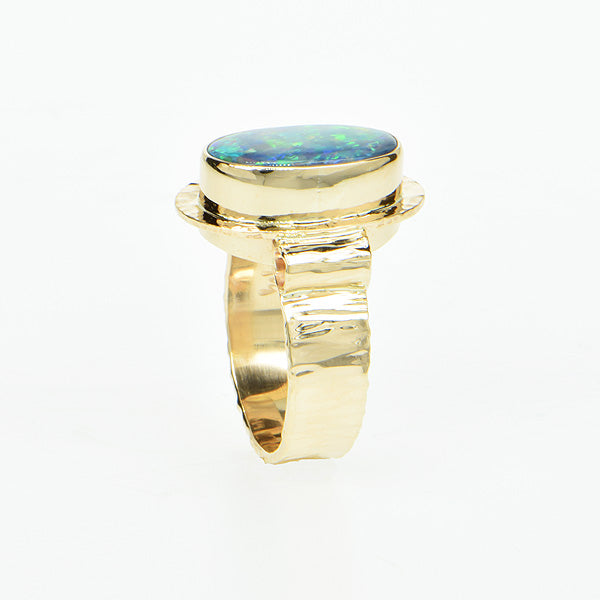 Gem Black Opal Doublet Ring