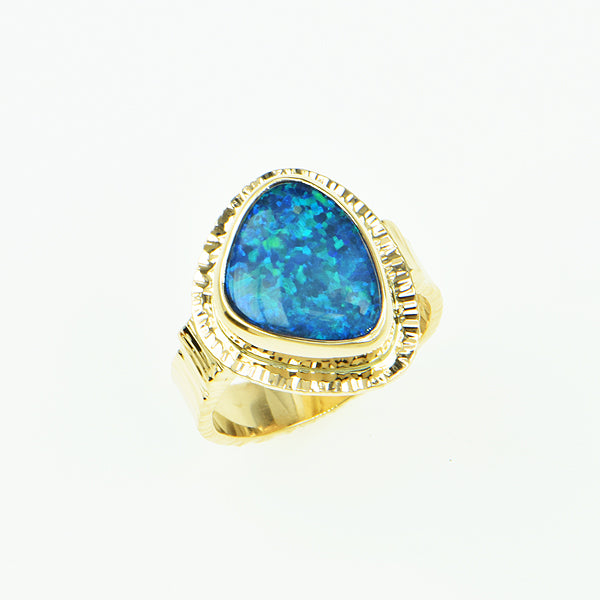 Black Opal Doublet Ring