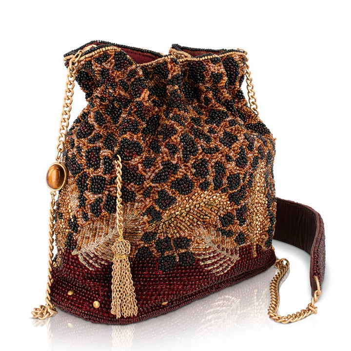 A Little Wild beaded leopard print crossbody bag