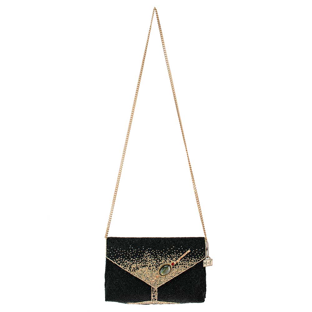 Olive You Beaded Martini Glass Crossbody Clutch