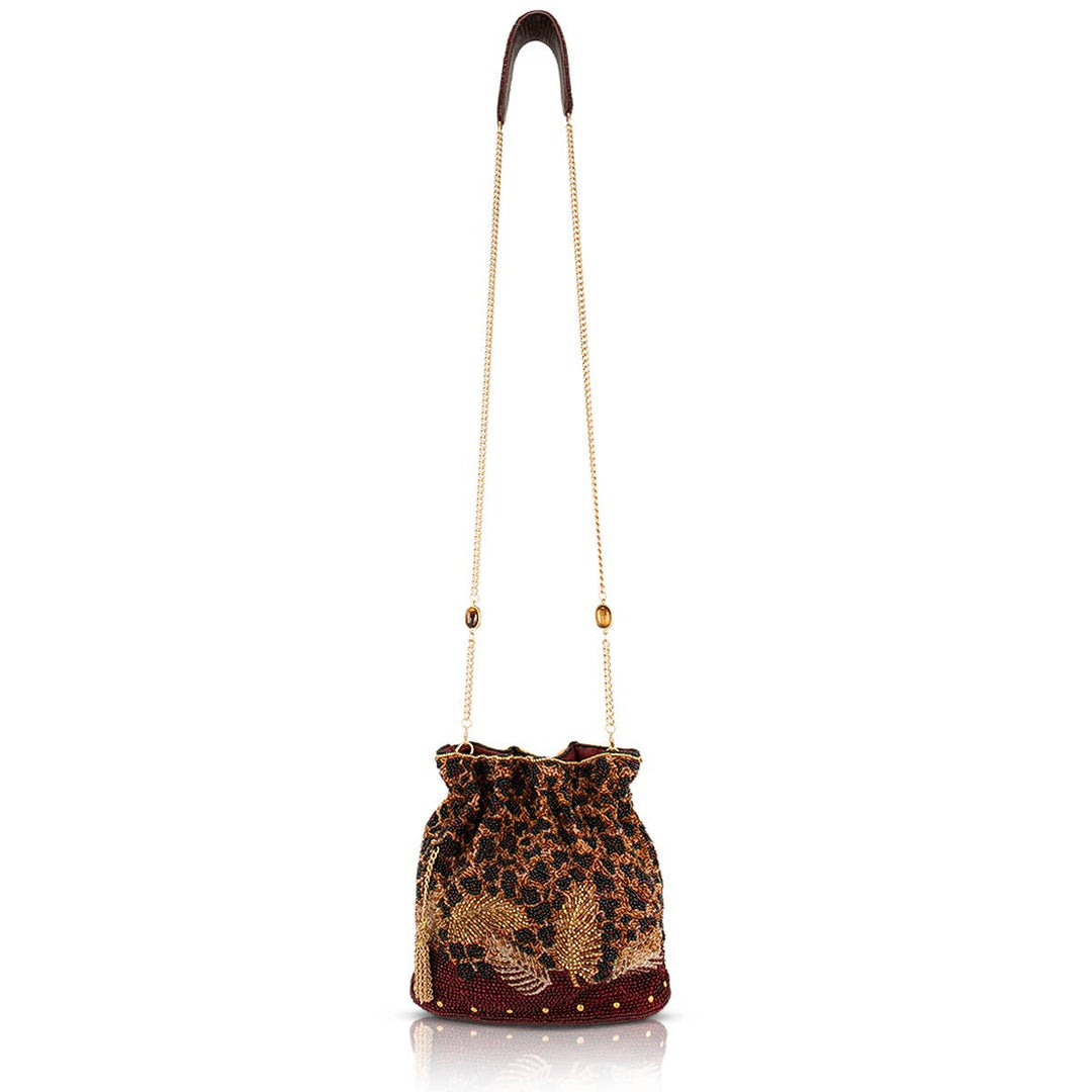 A Little Wild beaded leopard print crossbody bag