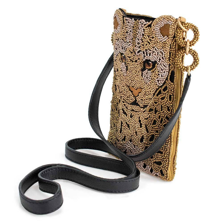 Gone Wild Beaded Leopard Crossbody Phone Bag