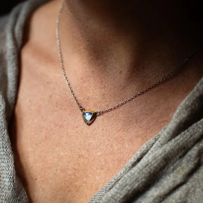 Petite Trifold Necklace - Sky Blue Kyanite