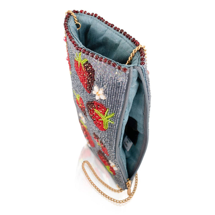 Strawberry Jam Red Beaded Strawberries Crossbody Phone Bag