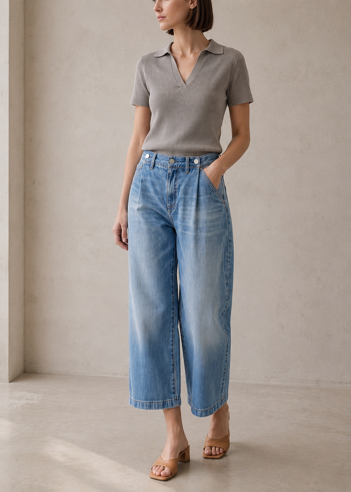 Adeline Cropped Barrel Jean- Fargo