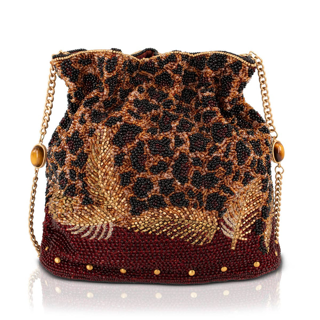 A Little Wild beaded leopard print crossbody bag