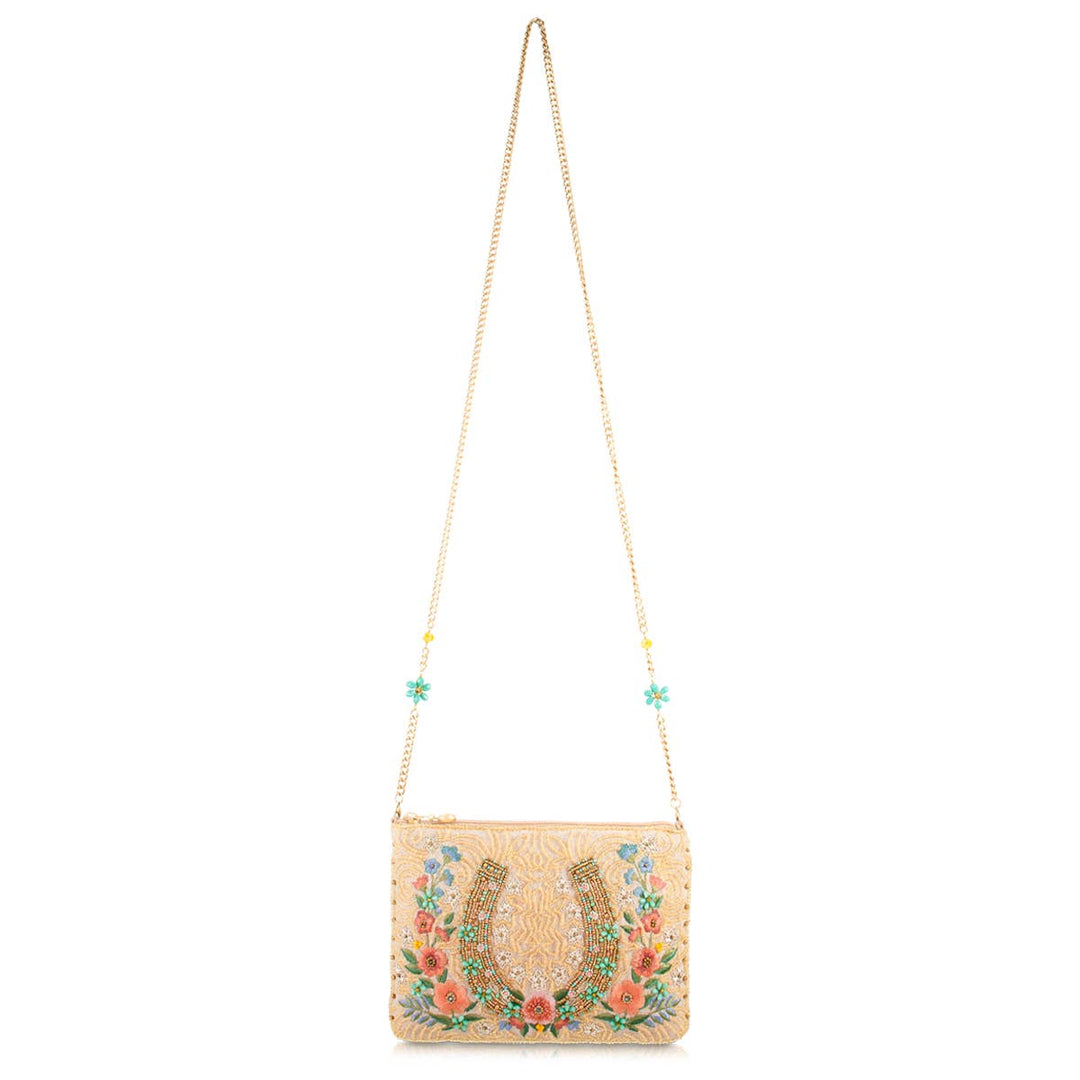 Iron Luck Beaded Horseshoe and Floral Crossbody Bag