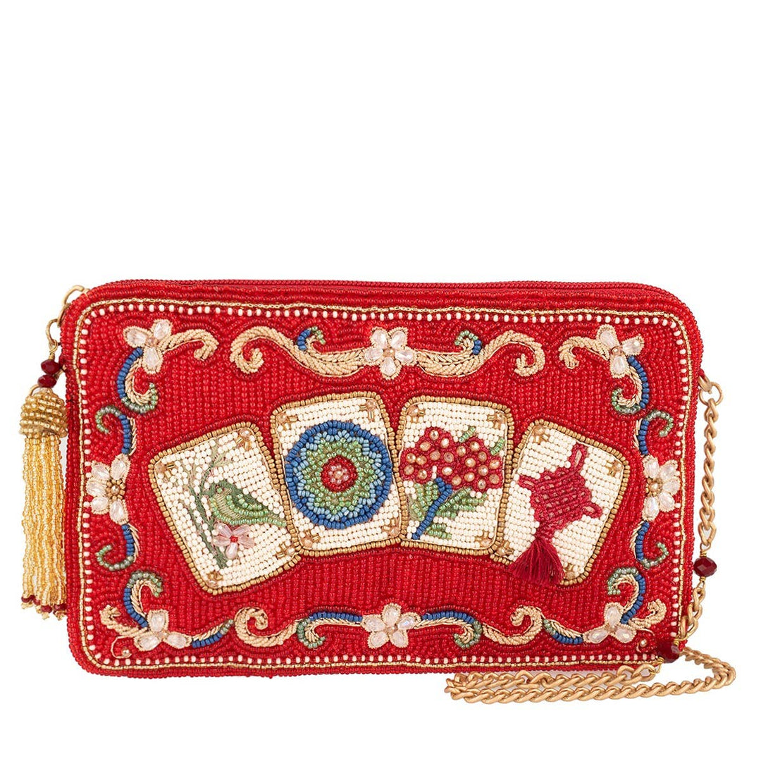 Mahjong Mood Red Tile Game Crossbody Handbag