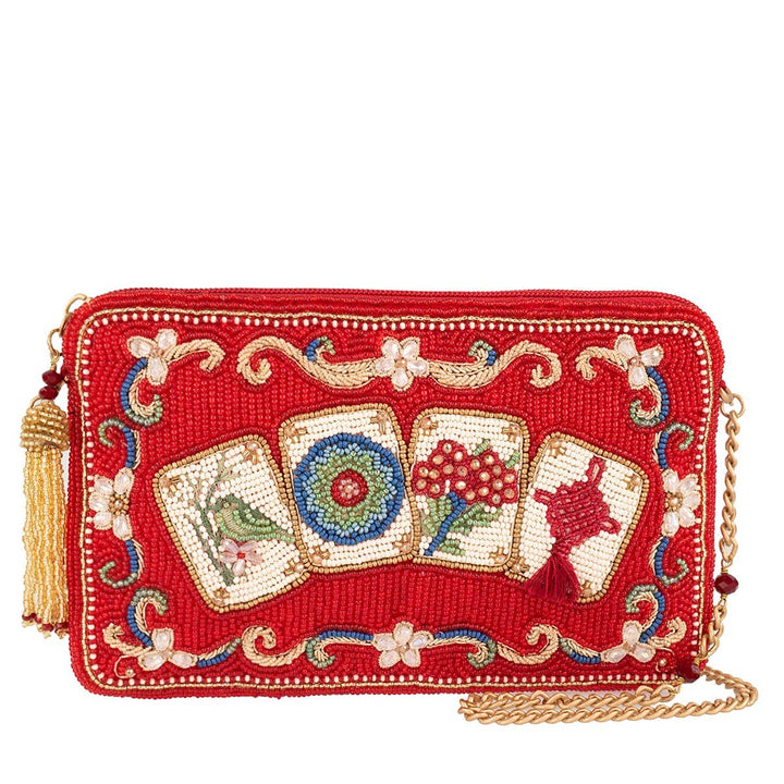 Mahjong Mood Red Tile Game Crossbody Handbag