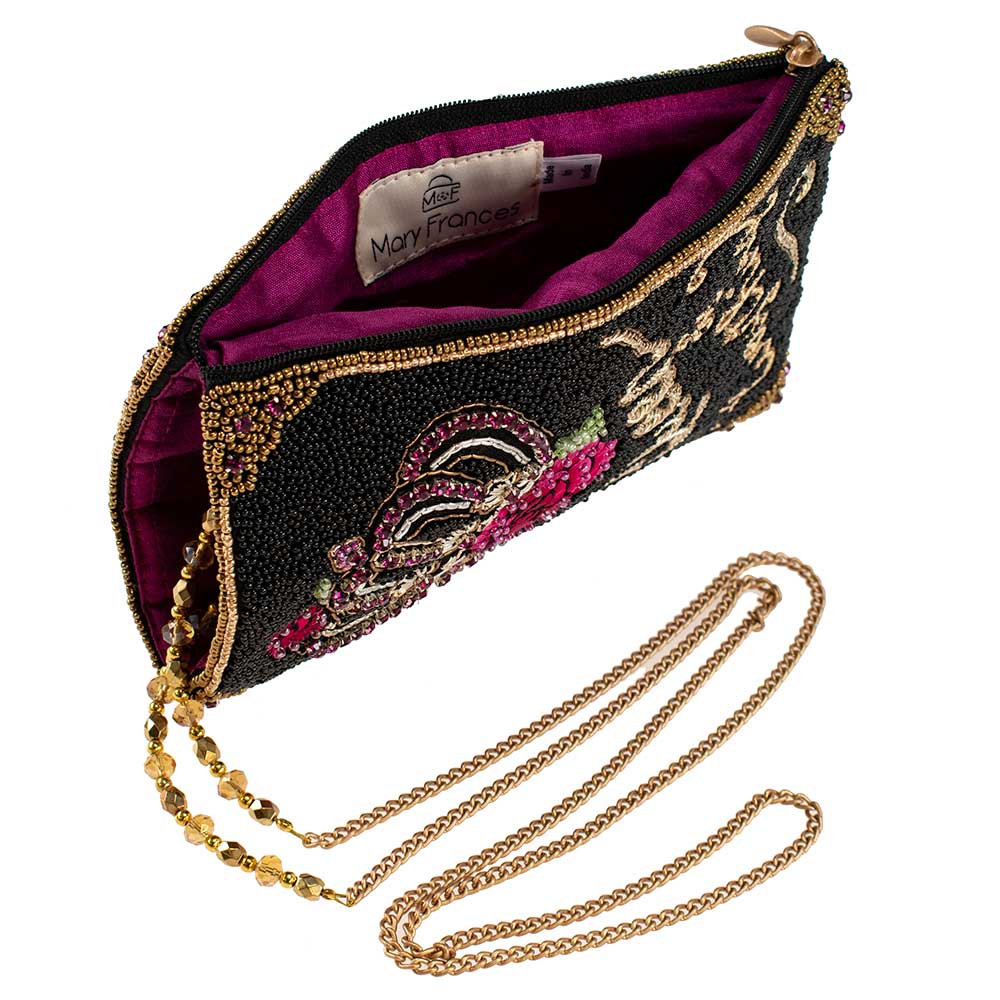 Queen of Everything Beaded Crown and Rose Crossbody Bag