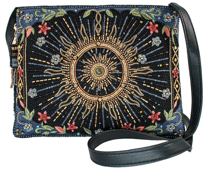 Solar Mystique Celestial And Flowers Beaded Handbag