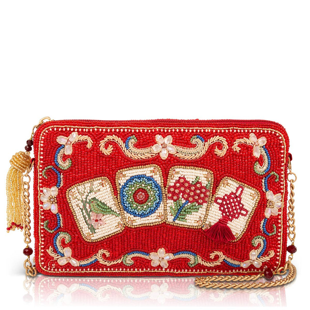 Mahjong Mood Red Tile Game Crossbody Handbag
