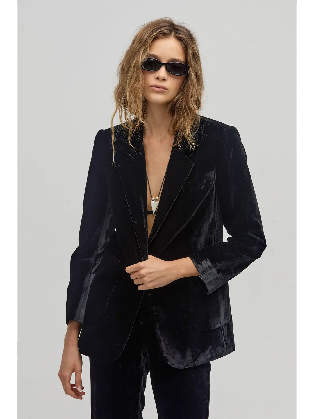 Areia Velvet Blazer - Black