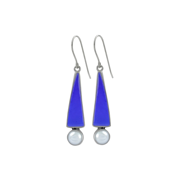 Cobalt Sea Glass and Pearl Earrings