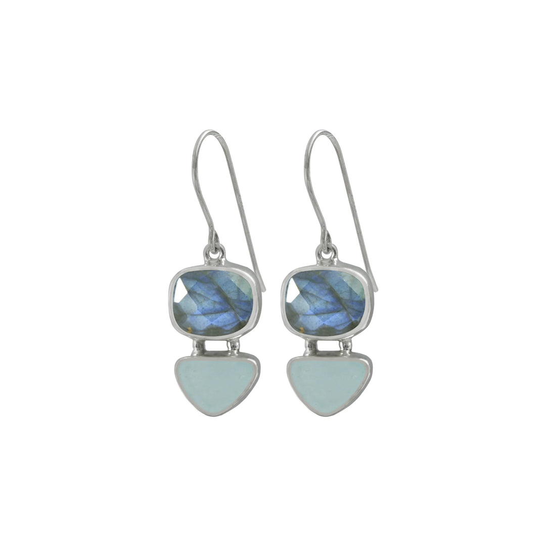 Labradorite & Aqua Seaglass Drop Earrings