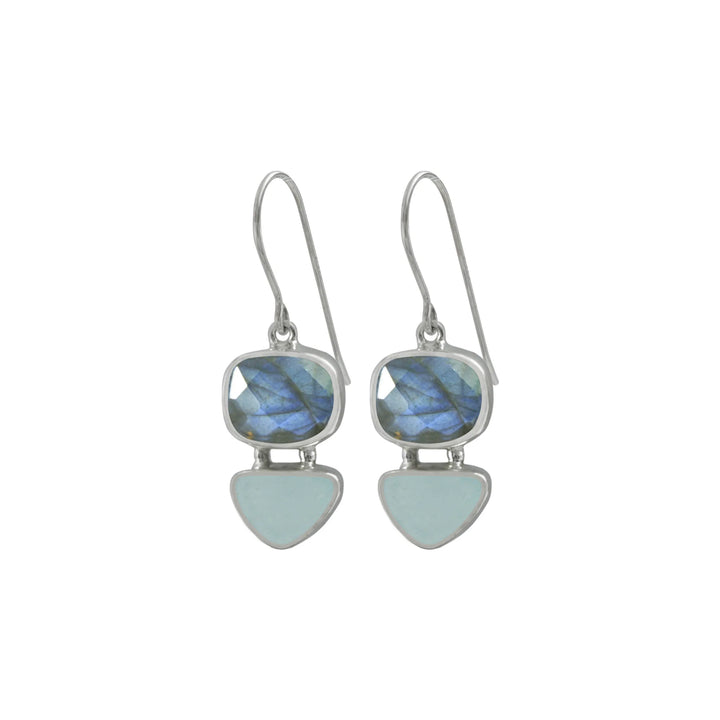 Labradorite & Aqua Seaglass Drop Earrings
