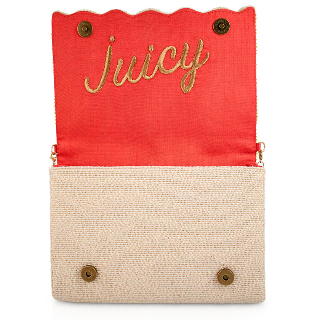 Sun Kissed Orange Fruit Beaded Crossbody Handbag