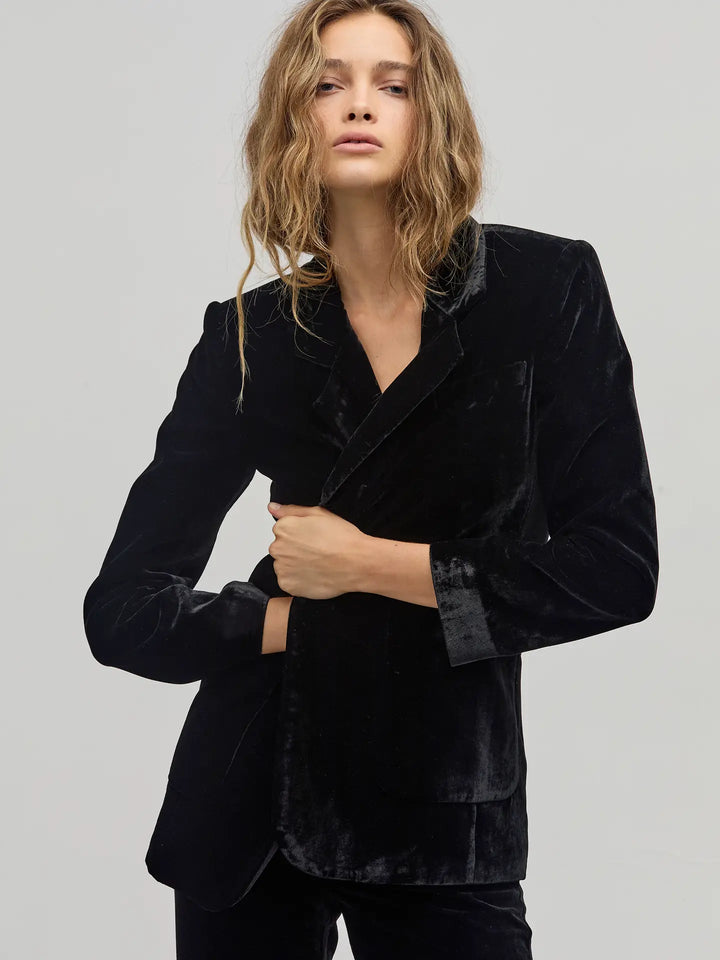 Areia Velvet Blazer - Black