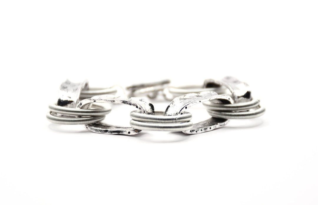 Silver Chunky Link & Chain Bracelet With Magnet