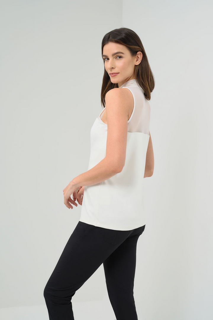 Ellen Sleeveless Mesh Top - White