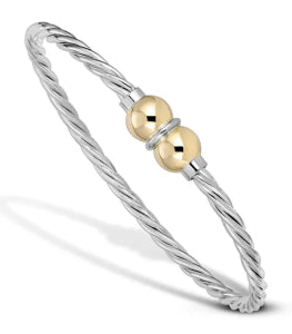 Cape Cod Double Ball Twist Bracelet 2 Tone Unique Boutique