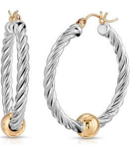 Cape Cod Twist Hoops - Large 2-Tone w/ Gold Posts