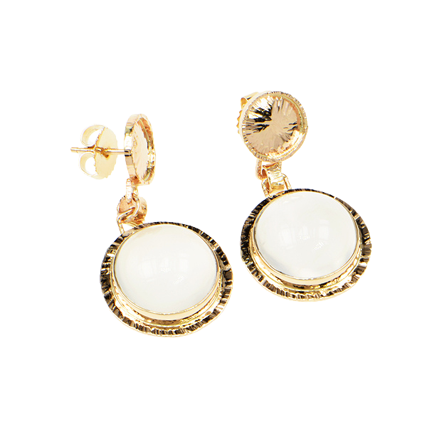 Catseye Moonstone Cabochon Earrings