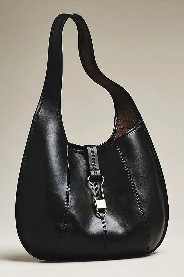 Nova Leather Buckle Tote in Black