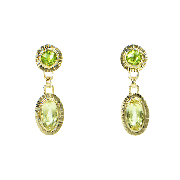 Peridot and Yellow Beryl Faceted Earrings