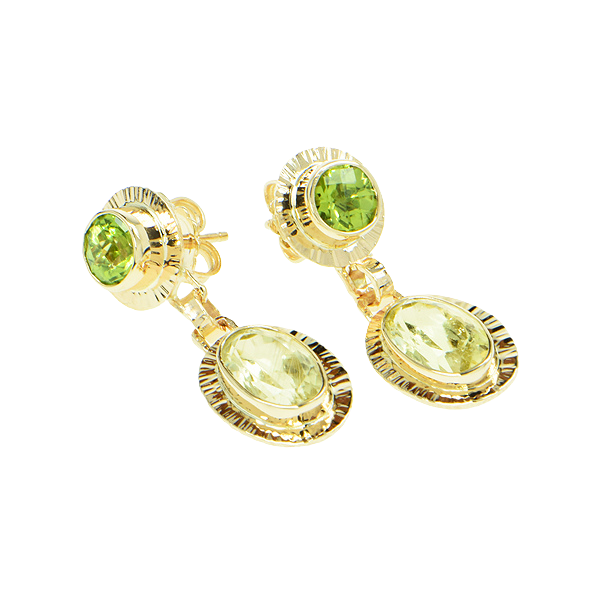Peridot and Yellow Beryl Faceted Earrings