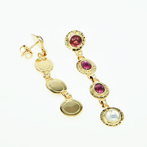 Pink Tourmaline & Ceylon Moonstone Earrings