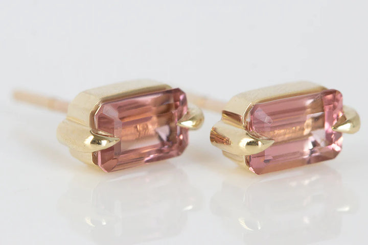 Pink Tourmaline Studs
