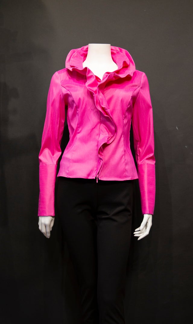 Ruffle Blouse in Bougainvillea