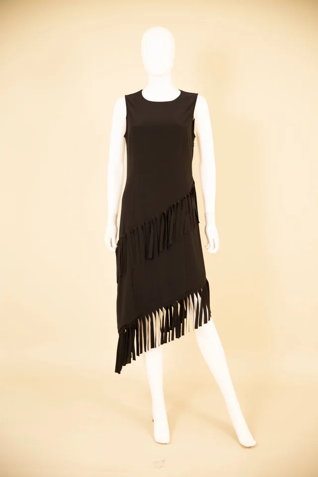 Jersey Dress with Asymmetrical Fringe